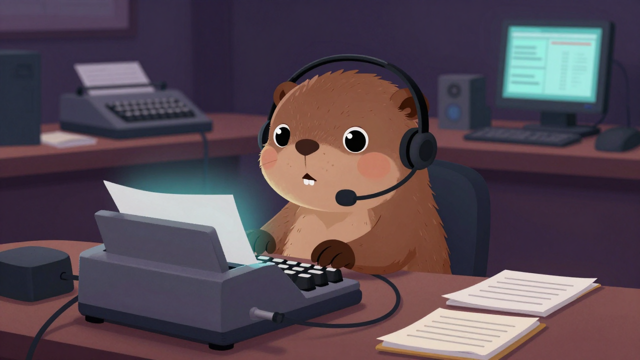 속기사 직업 종사자가 업무를 수행하는 모습