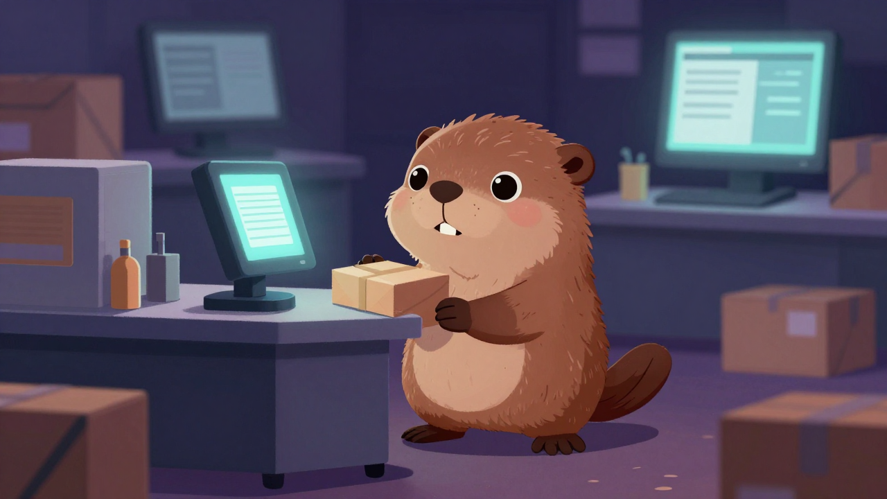 쇼핑몰택배준비원 직업 종사자가 업무를 수행하는 모습