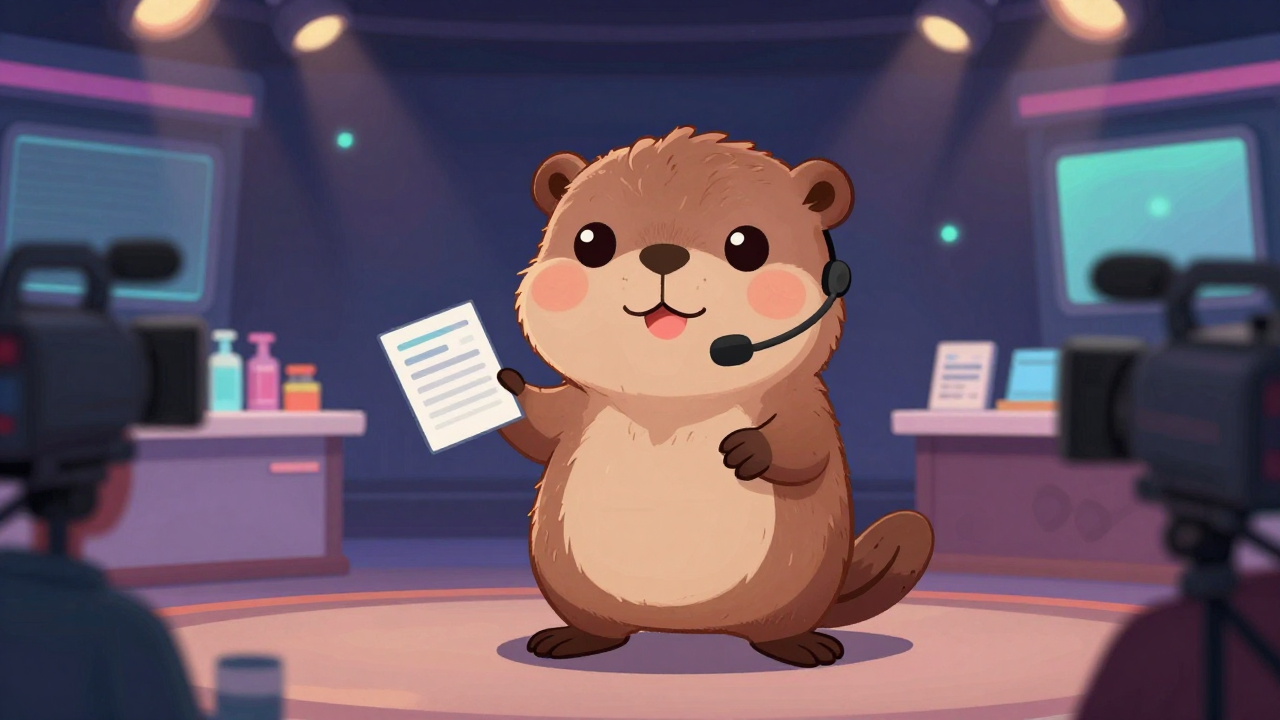 쇼핑호스트 직업 종사자가 업무를 수행하는 모습