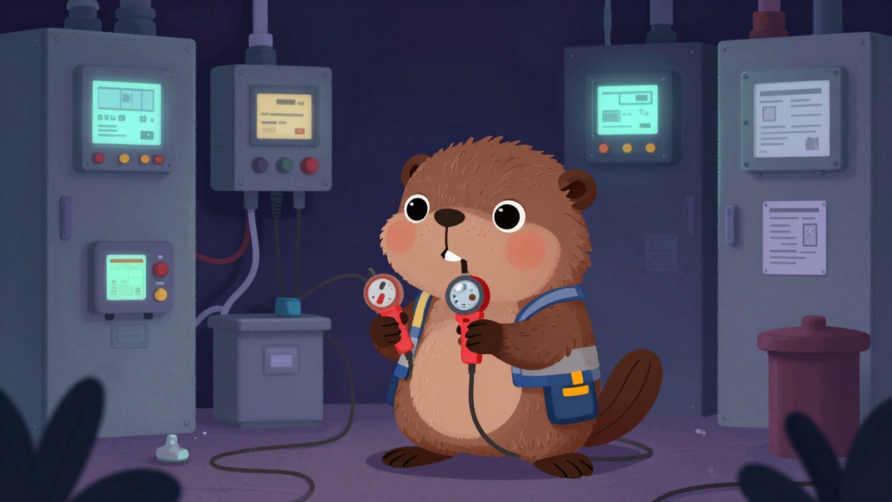 수도사업전기설비기술원 직업 종사자가 업무를 수행하는 모습