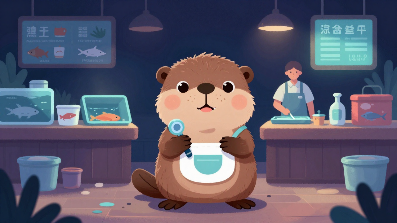 수산물판매원 직업 종사자가 업무를 수행하는 모습