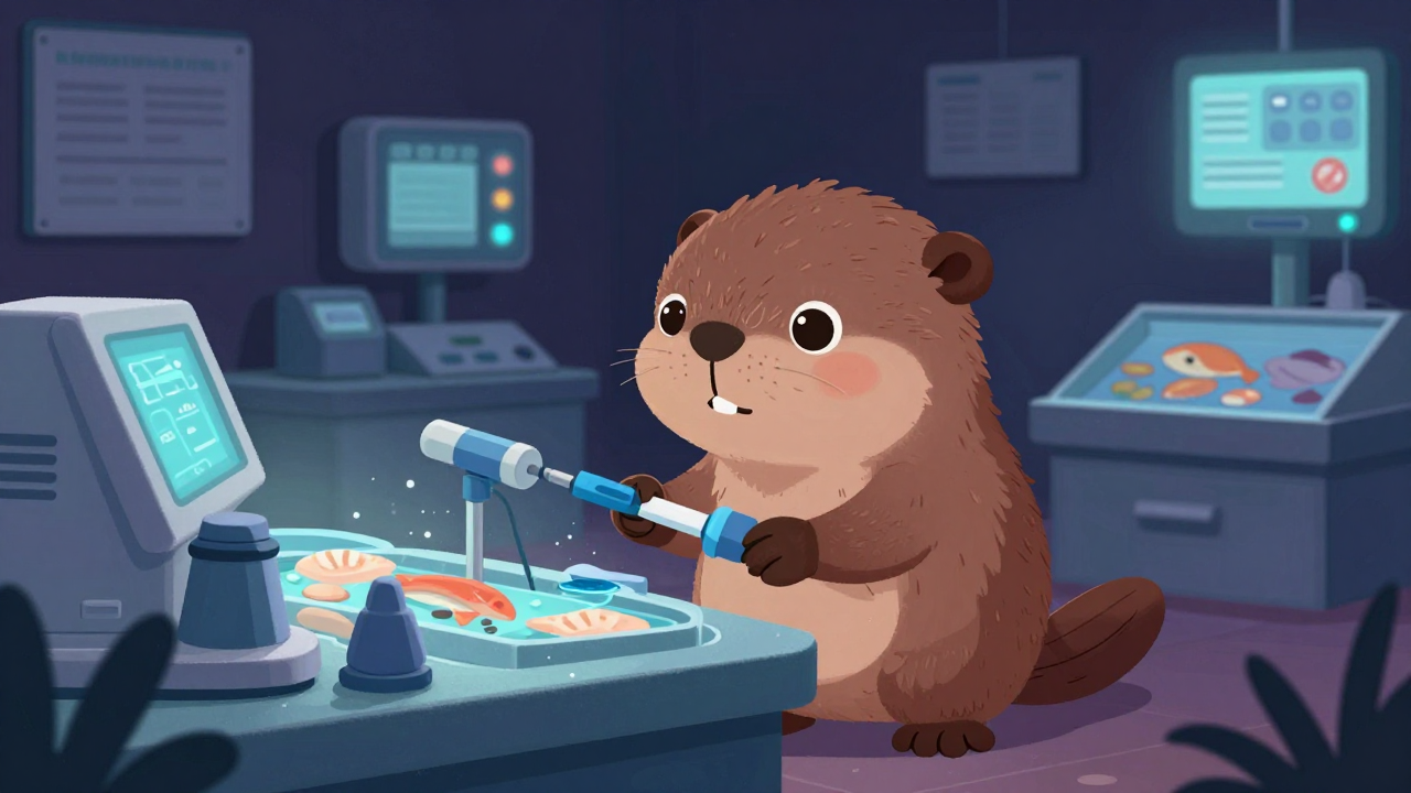 수산물품질검사원 직업 종사자가 업무를 수행하는 모습