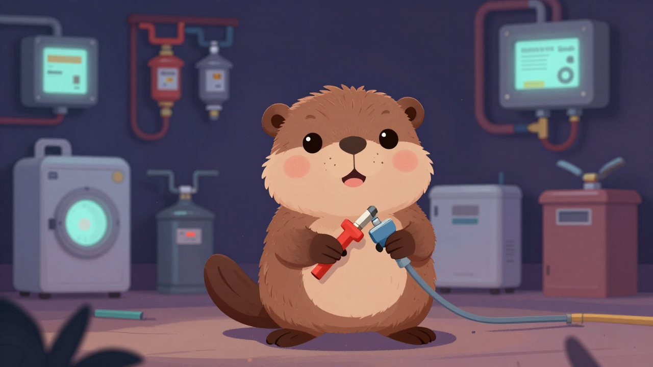 수용가가스설비설치원 직업 종사자가 업무를 수행하는 모습