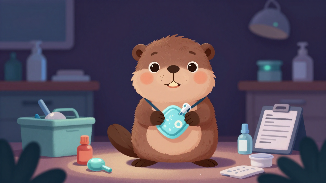 수의사보조원 직업 종사자가 업무를 수행하는 모습