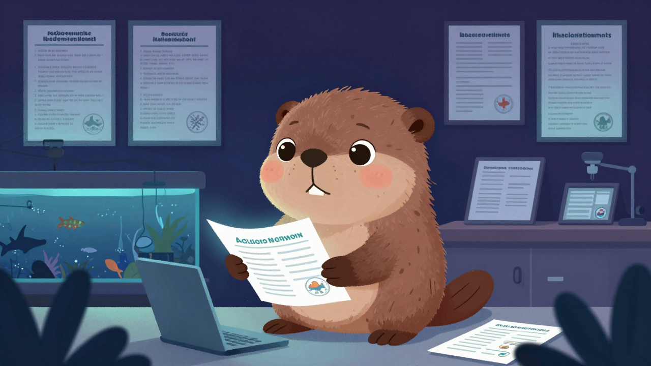 수족관관리자 직업 종사자가 업무를 수행하는 모습