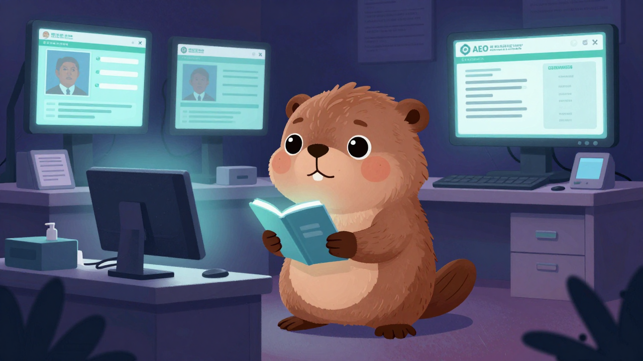 수출입안전관리우수업체공인심사원 직업 종사자가 업무를 수행하는 모습