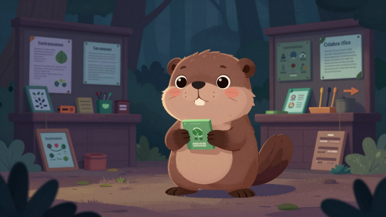 숲해설사 직업 종사자가 업무를 수행하는 모습