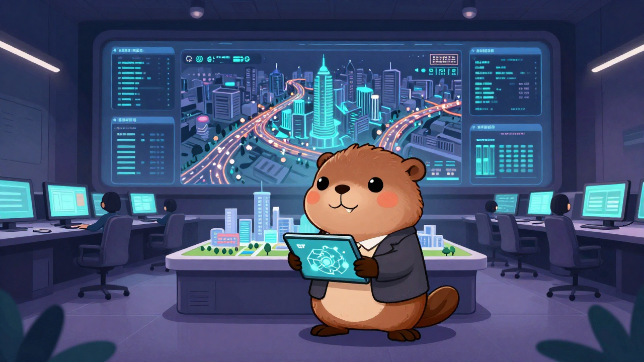 스마트 도시 전문가 직업 종사자가 업무를 수행하는 모습