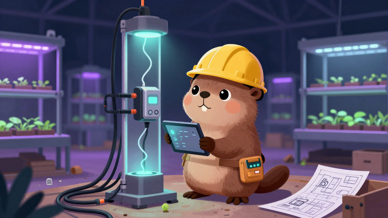 스마트 팜 구축가 직업 종사자가 업무를 수행하는 모습