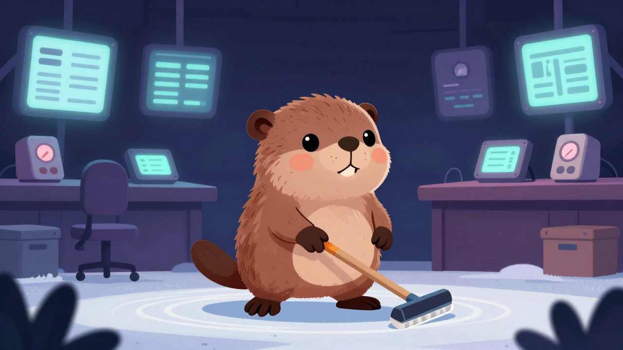 스케이트얼음판관리원 직업 종사자가 업무를 수행하는 모습