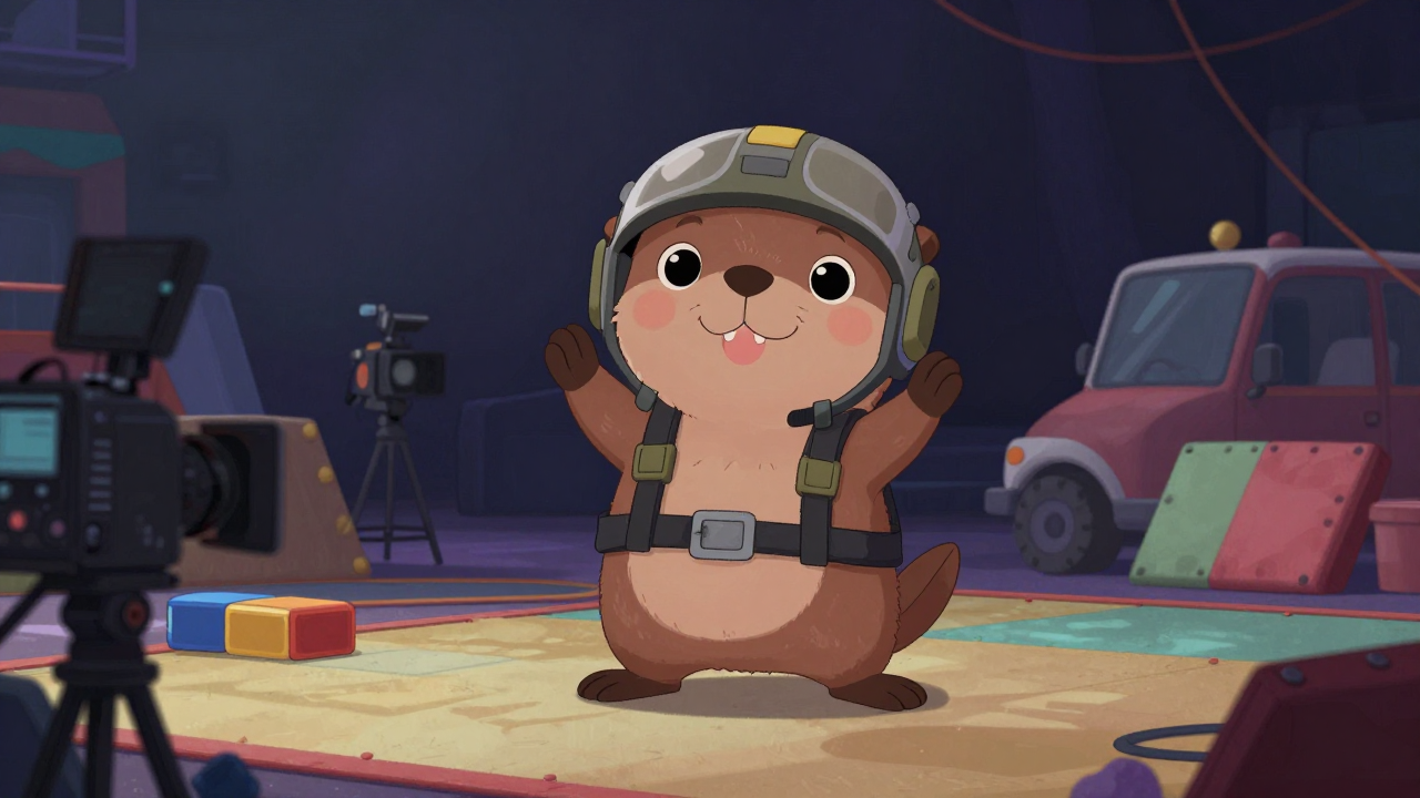 스턴트맨 직업 종사자가 업무를 수행하는 모습