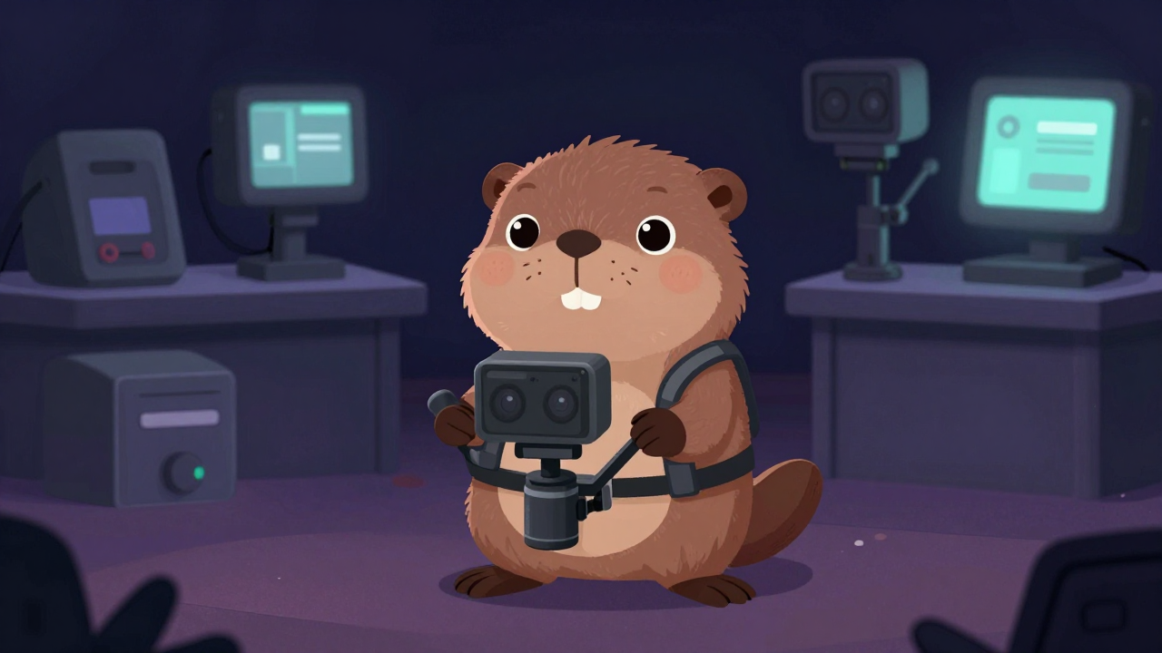 스테디캠기사 직업 종사자가 업무를 수행하는 모습