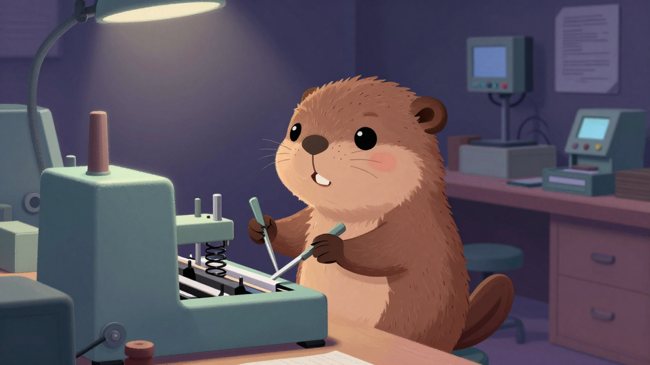 스프링제책기조작원 직업 종사자가 업무를 수행하는 모습