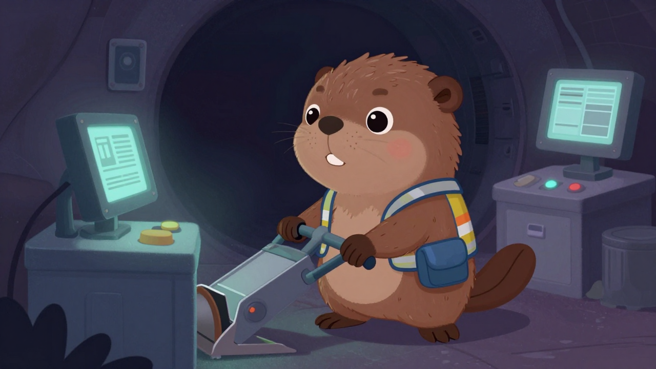 슬러셔조작원 직업 종사자가 업무를 수행하는 모습