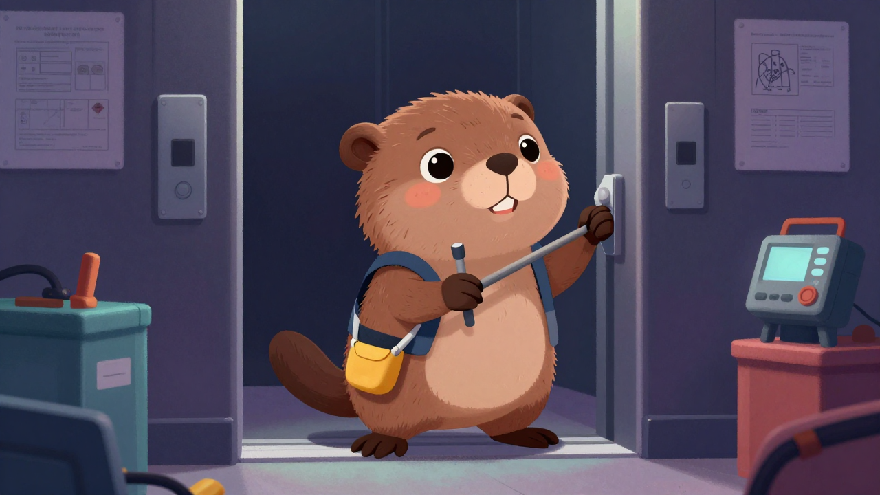 승강기설치·정비원 직업 종사자가 업무를 수행하는 모습