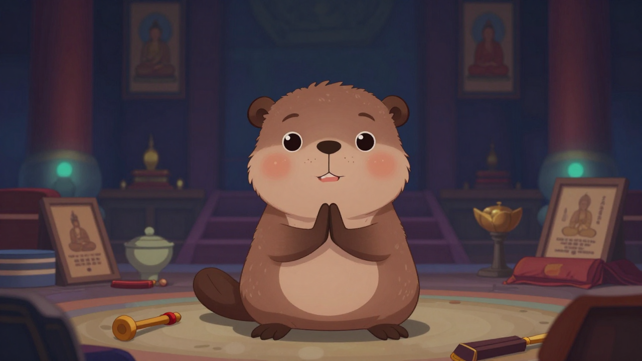 승려 직업 종사자가 업무를 수행하는 모습