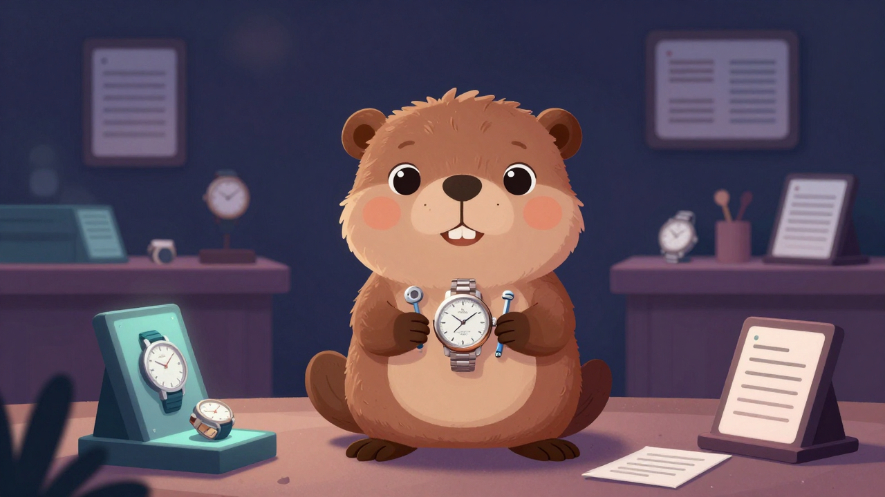 시계판매원 직업 종사자가 업무를 수행하는 모습