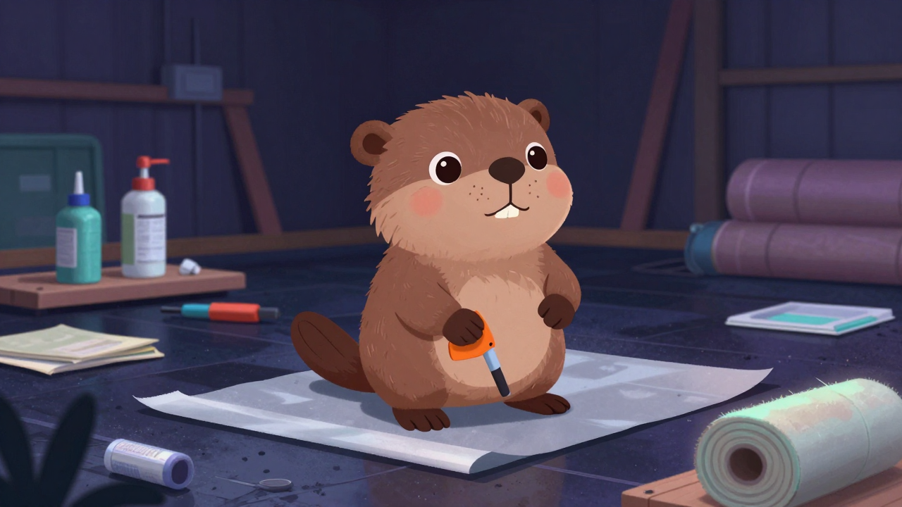 시트방수공 직업 종사자가 업무를 수행하는 모습