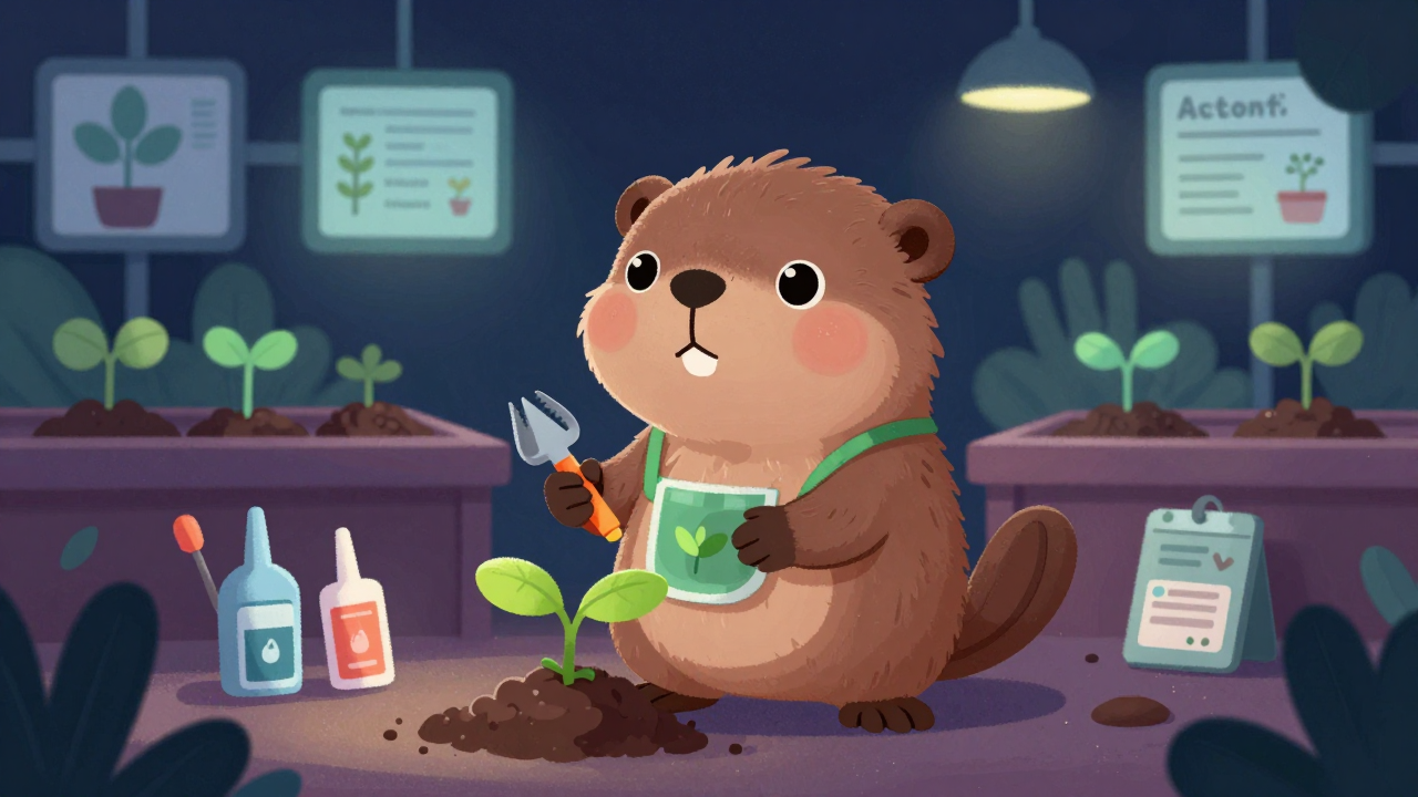 식물번식가 직업 종사자가 업무를 수행하는 모습