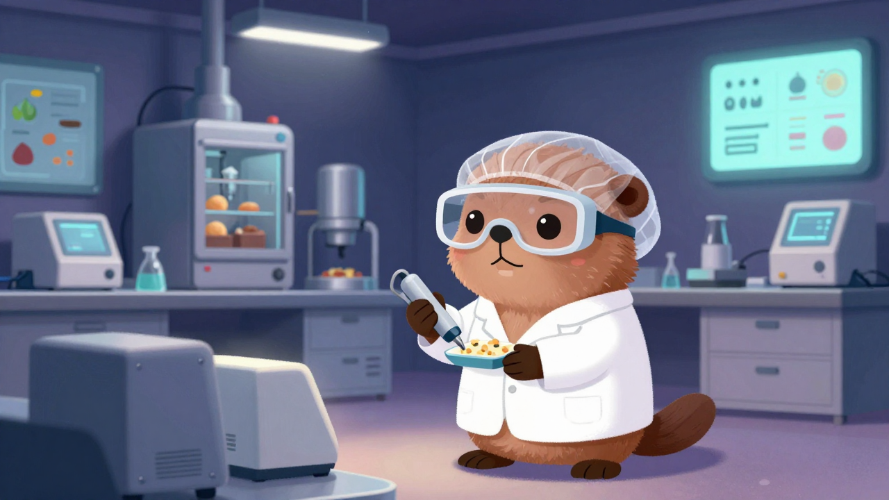 식품융합엔지니어 직업 종사자가 업무를 수행하는 모습