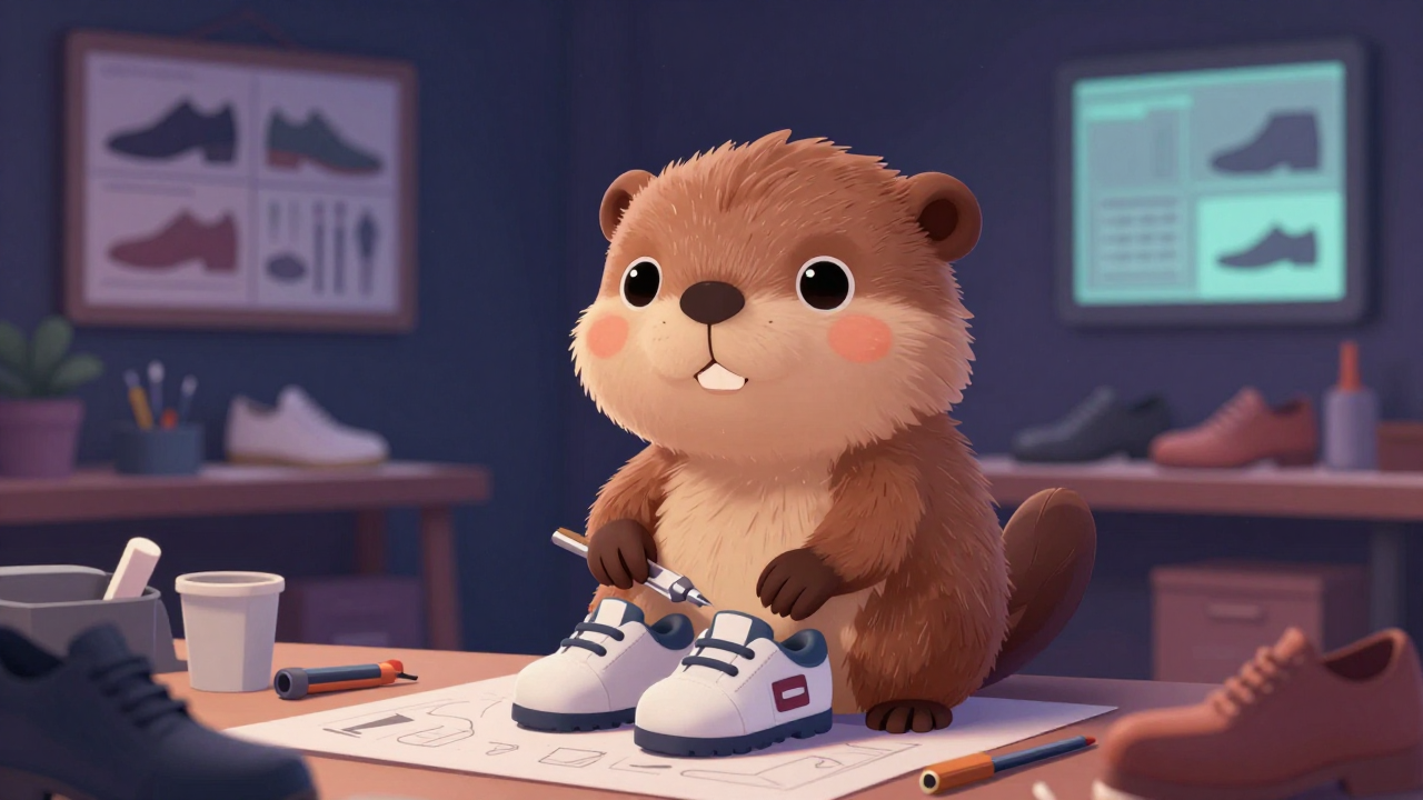 신발디자이너 직업 종사자가 업무를 수행하는 모습