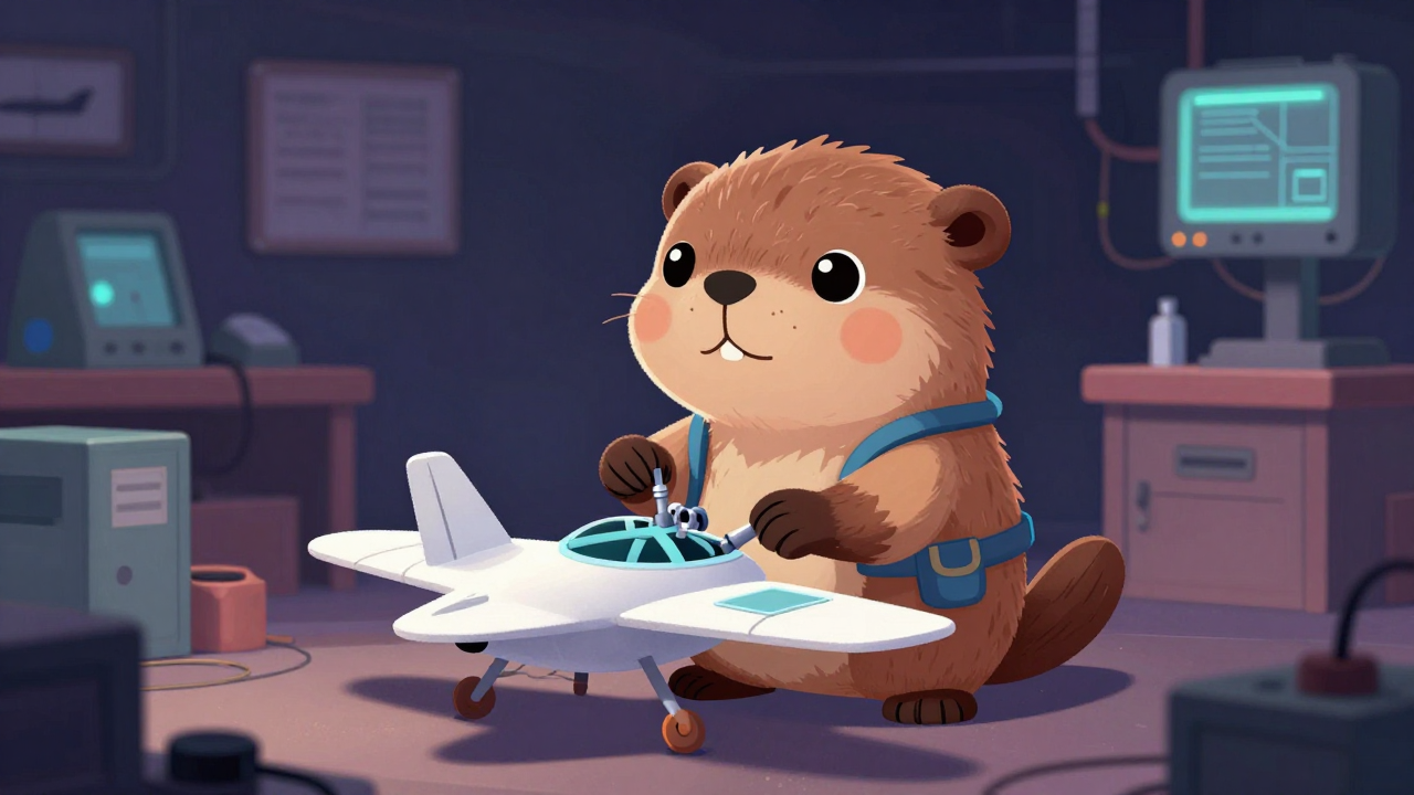 실험용항공기제작원 직업 종사자가 업무를 수행하는 모습