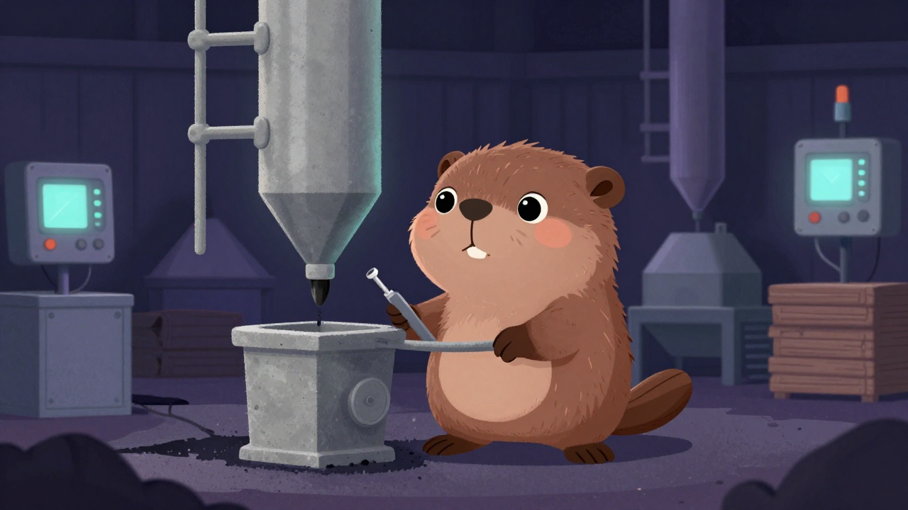 아스콘플랜트운전원 직업 종사자가 업무를 수행하는 모습