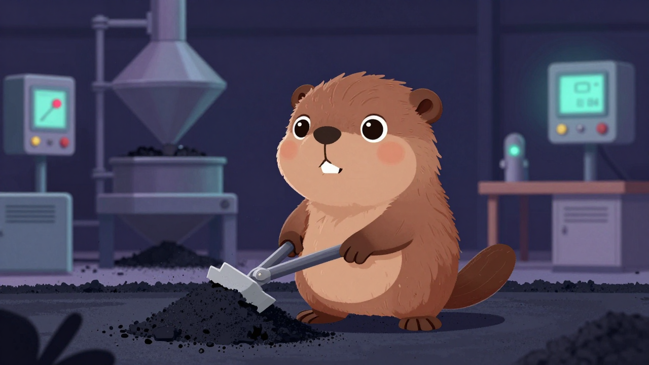 아스팔트제조원 직업 종사자가 업무를 수행하는 모습