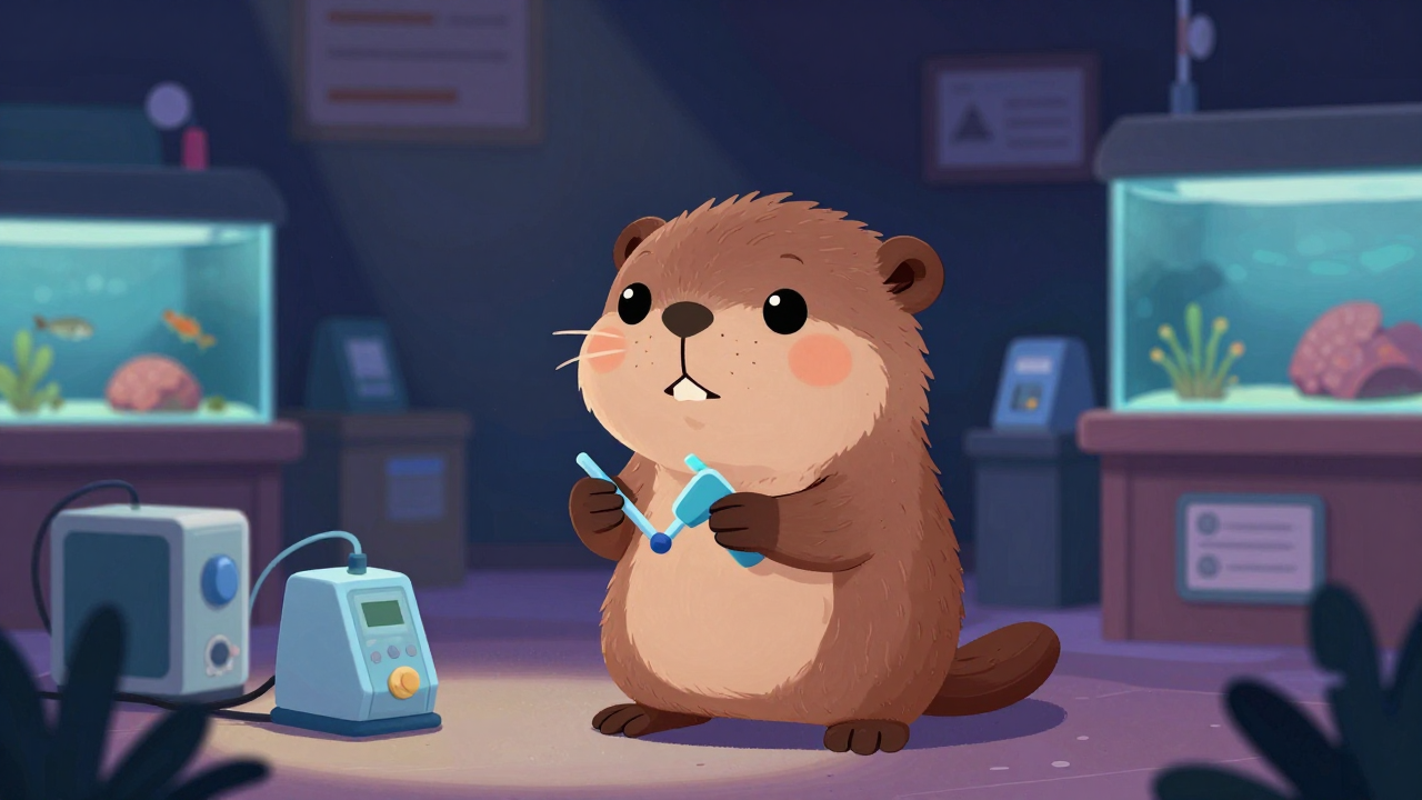 아쿠아리스트 직업 종사자가 업무를 수행하는 모습