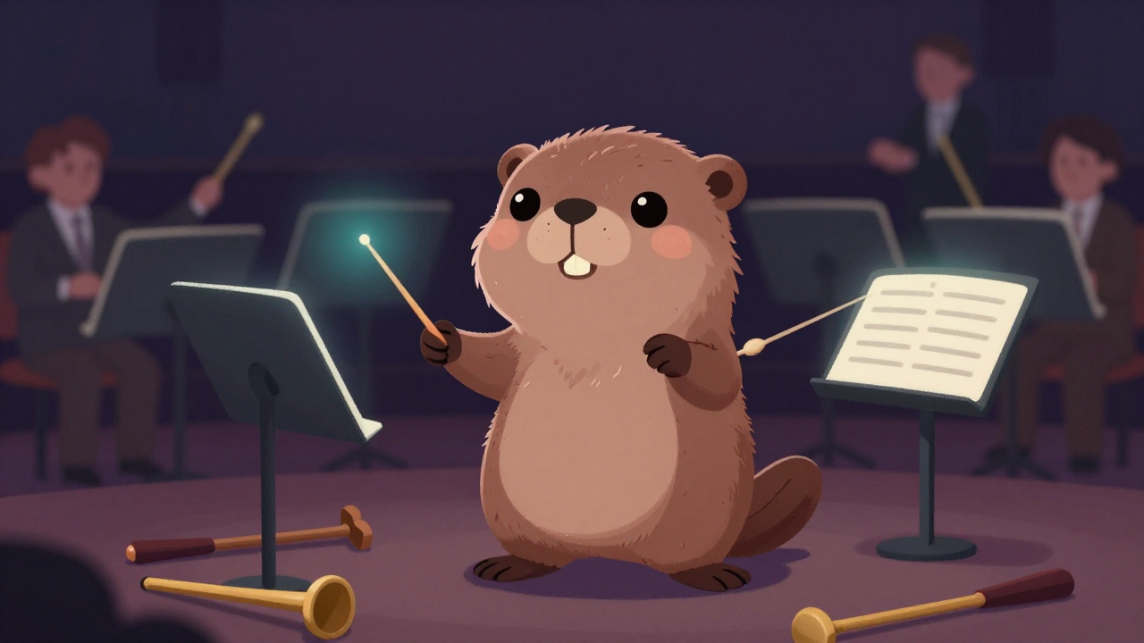 악단지휘자 직업 종사자가 업무를 수행하는 모습