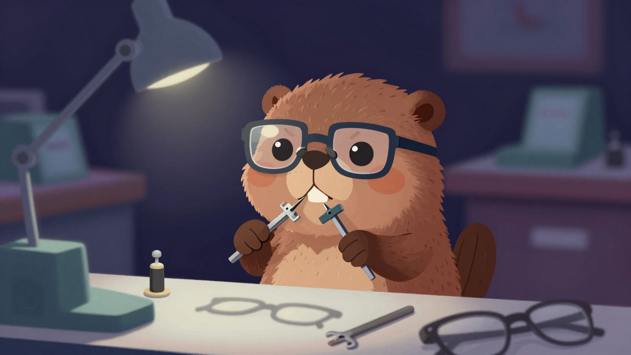 안경테수리원 직업 종사자가 업무를 수행하는 모습