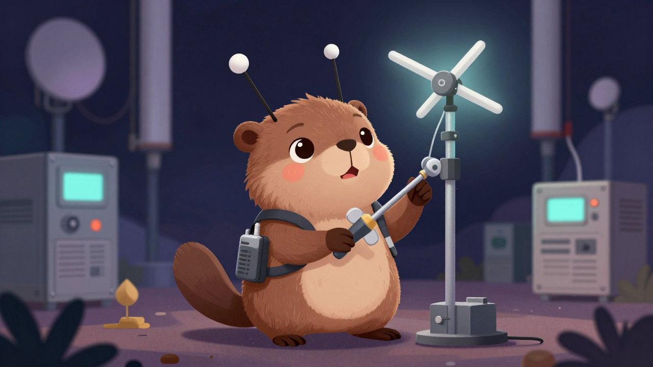 안테나설치원 직업 종사자가 업무를 수행하는 모습