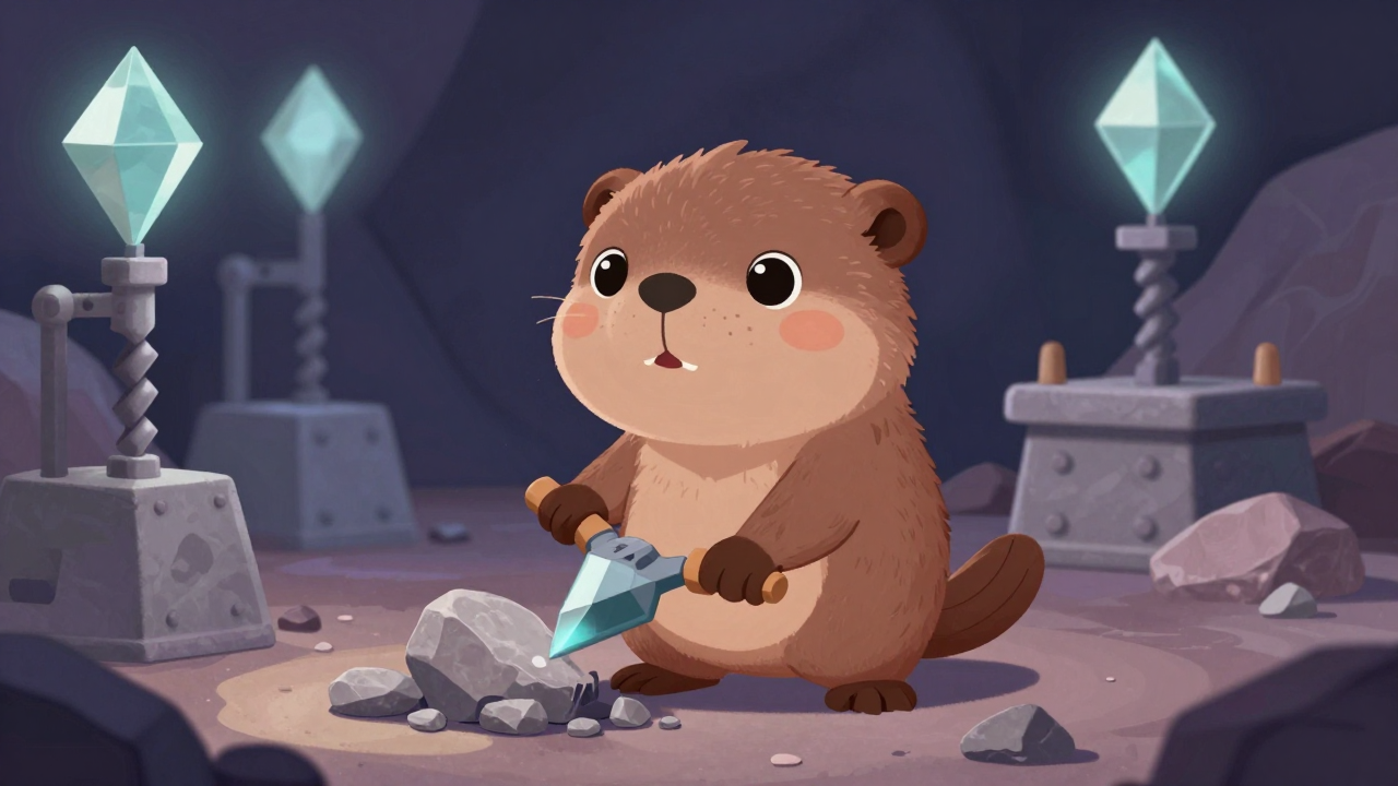 암석절단원 직업 종사자가 업무를 수행하는 모습