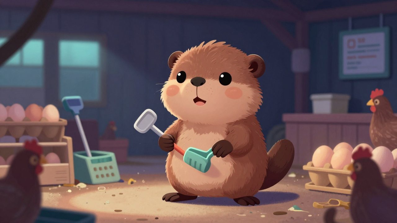 양계장작업원 직업 종사자가 업무를 수행하는 모습