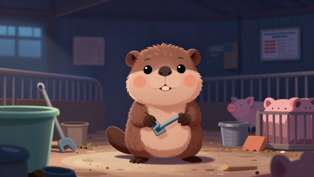 양돈장작업원 직업 종사자가 업무를 수행하는 모습