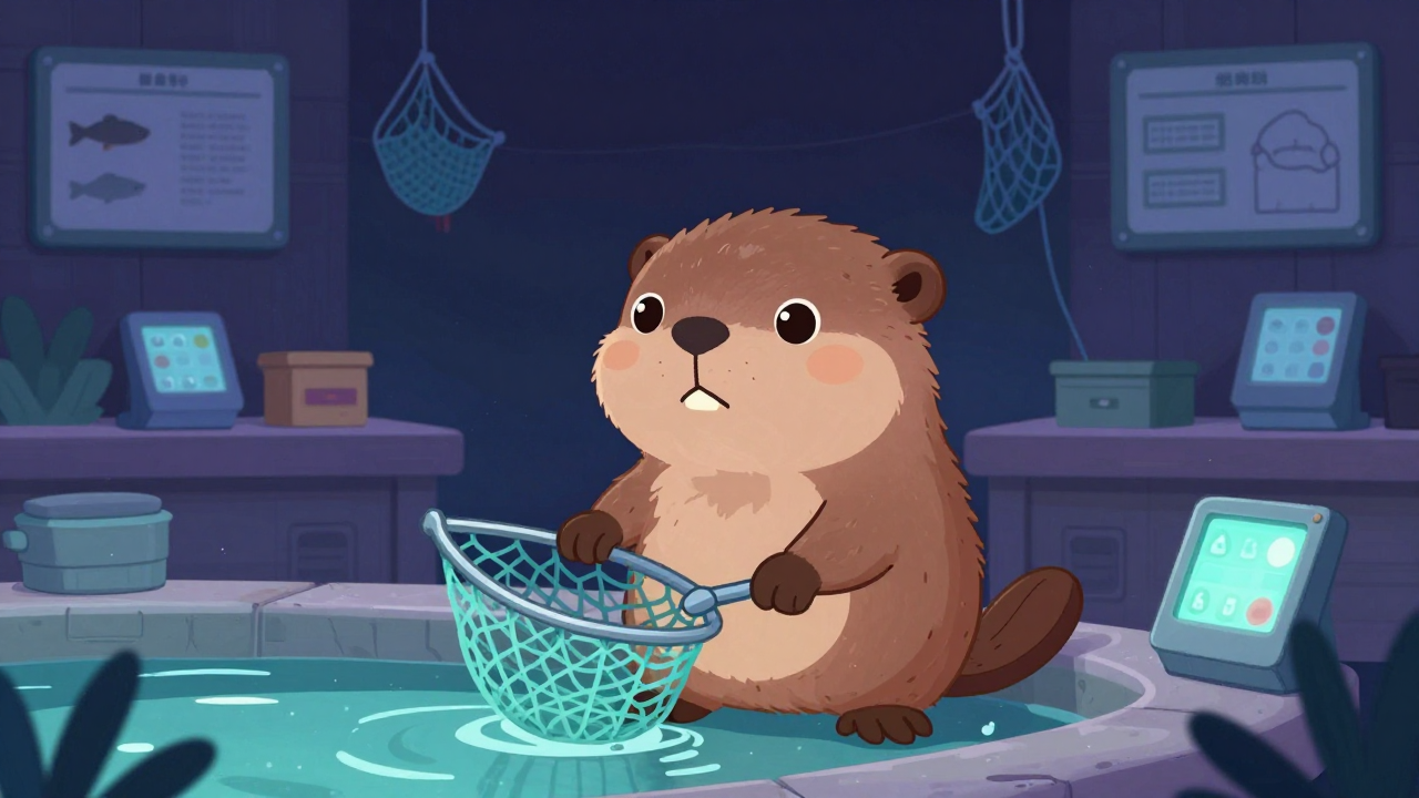 양식장작업원 직업 종사자가 업무를 수행하는 모습