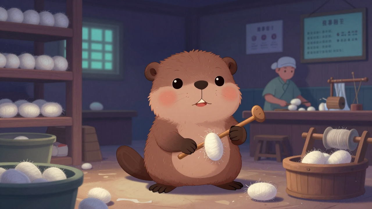 양잠작업원 직업 종사자가 업무를 수행하는 모습