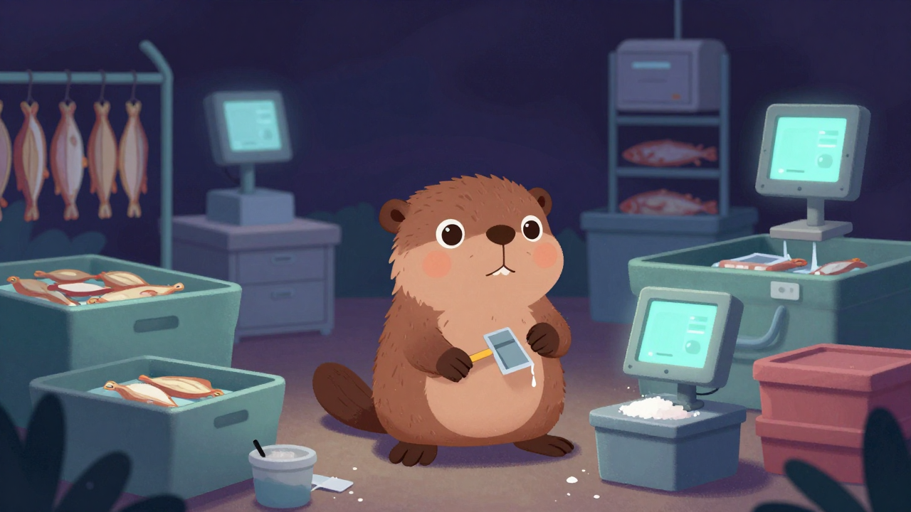 어염건어물제조원 직업 종사자가 업무를 수행하는 모습