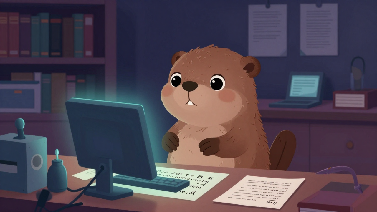 언어학연구원 직업 종사자가 업무를 수행하는 모습