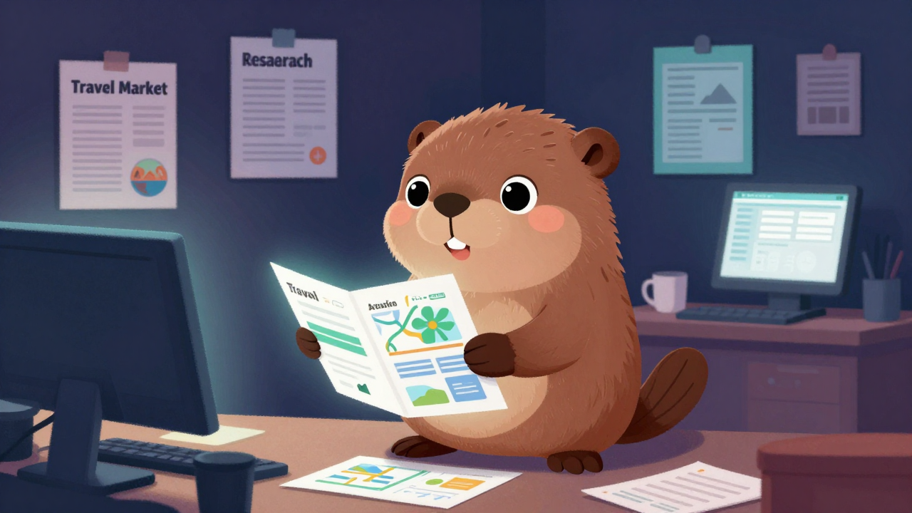 여행상품개발원 직업 종사자가 업무를 수행하는 모습