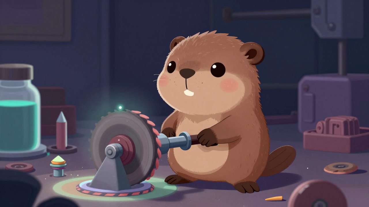 연마숫돌납부착원 직업 종사자가 업무를 수행하는 모습