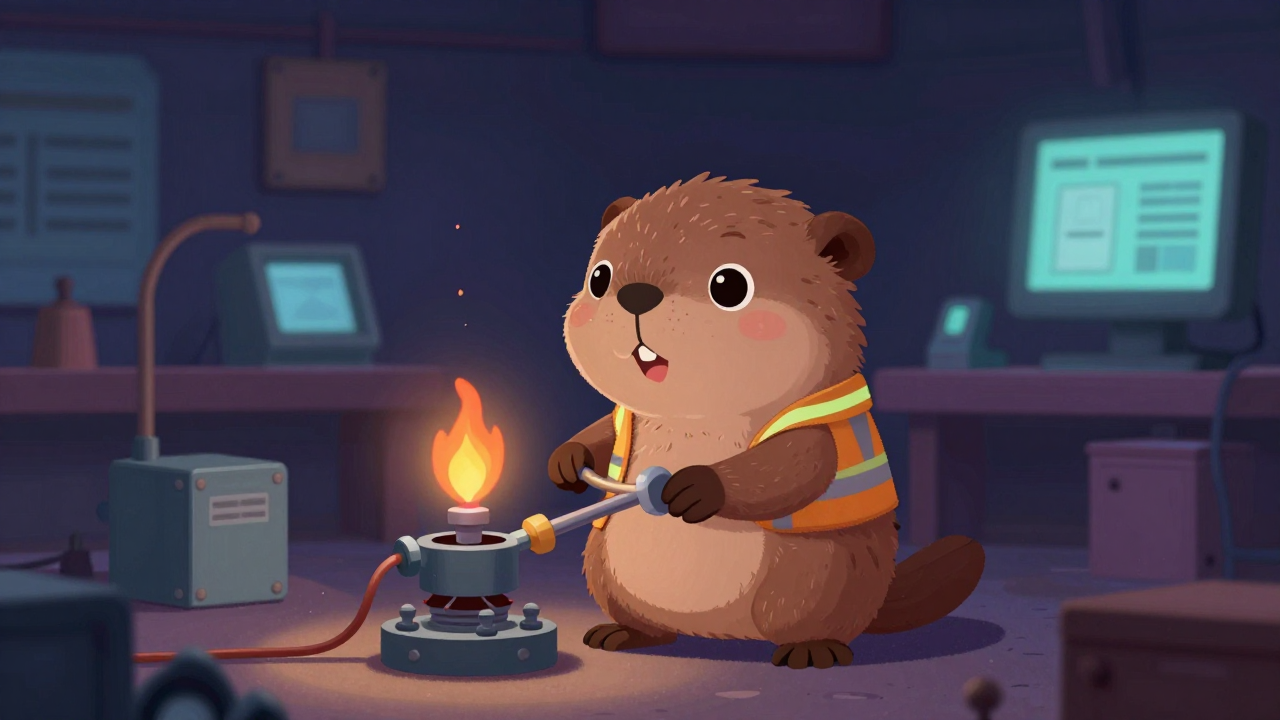 연소기구조립반장 직업 종사자가 업무를 수행하는 모습