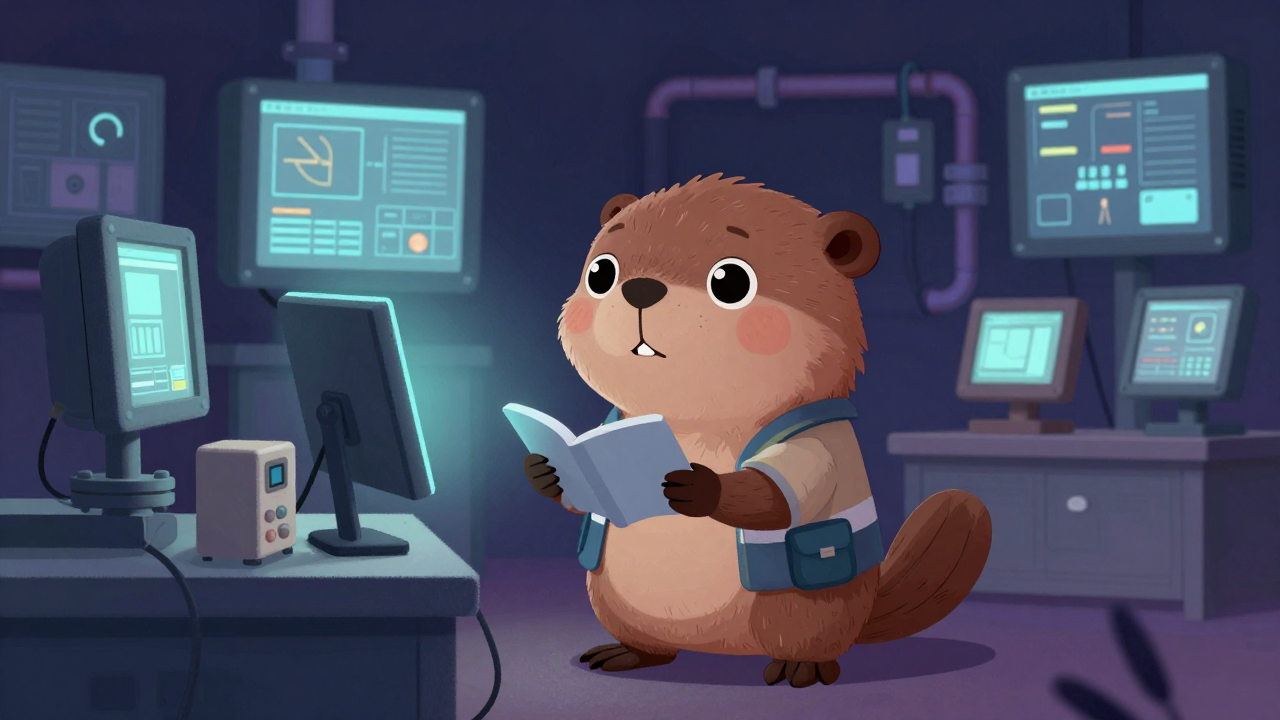 열배관정보운용원 직업 종사자가 업무를 수행하는 모습