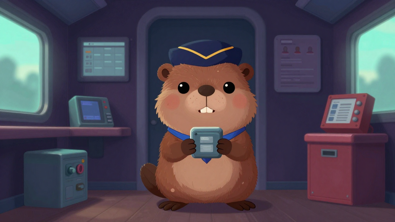 열차승무원 직업 종사자가 업무를 수행하는 모습