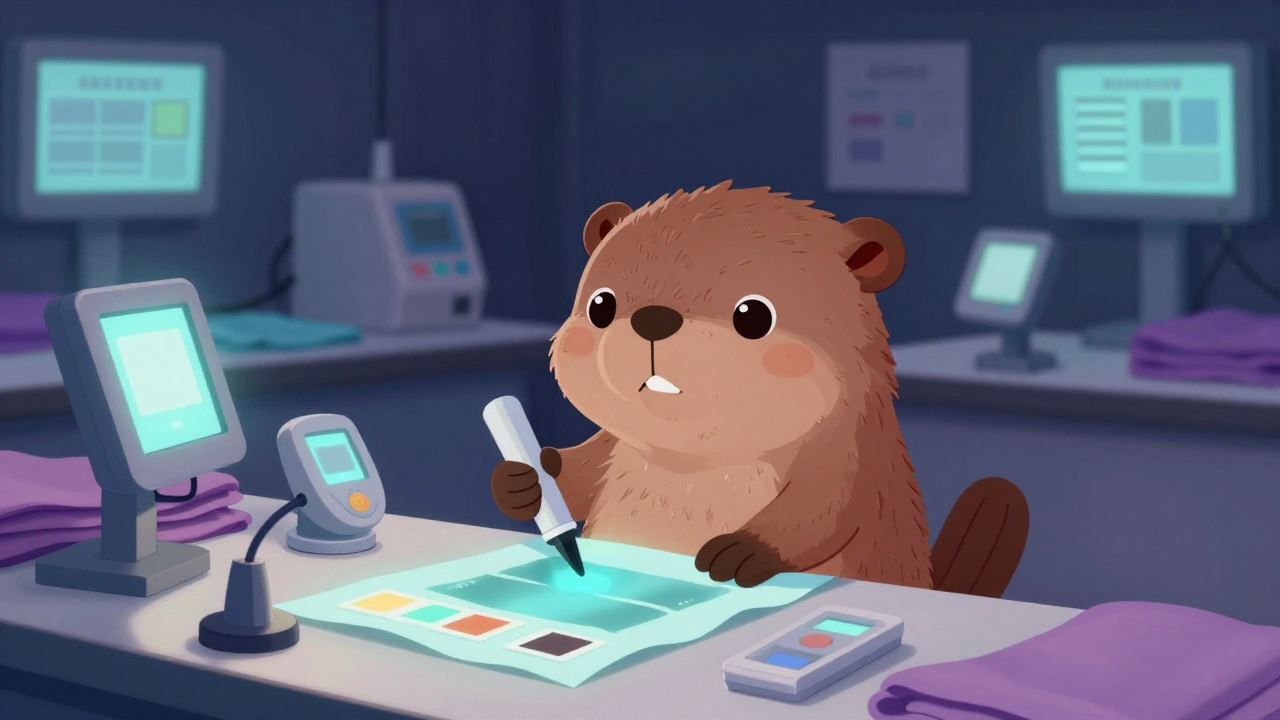 염색시험원 직업 종사자가 업무를 수행하는 모습