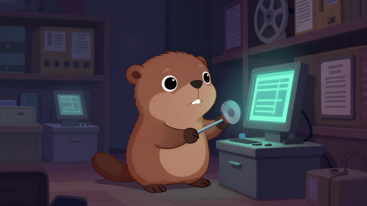 영상필름관리원 직업 종사자가 업무를 수행하는 모습