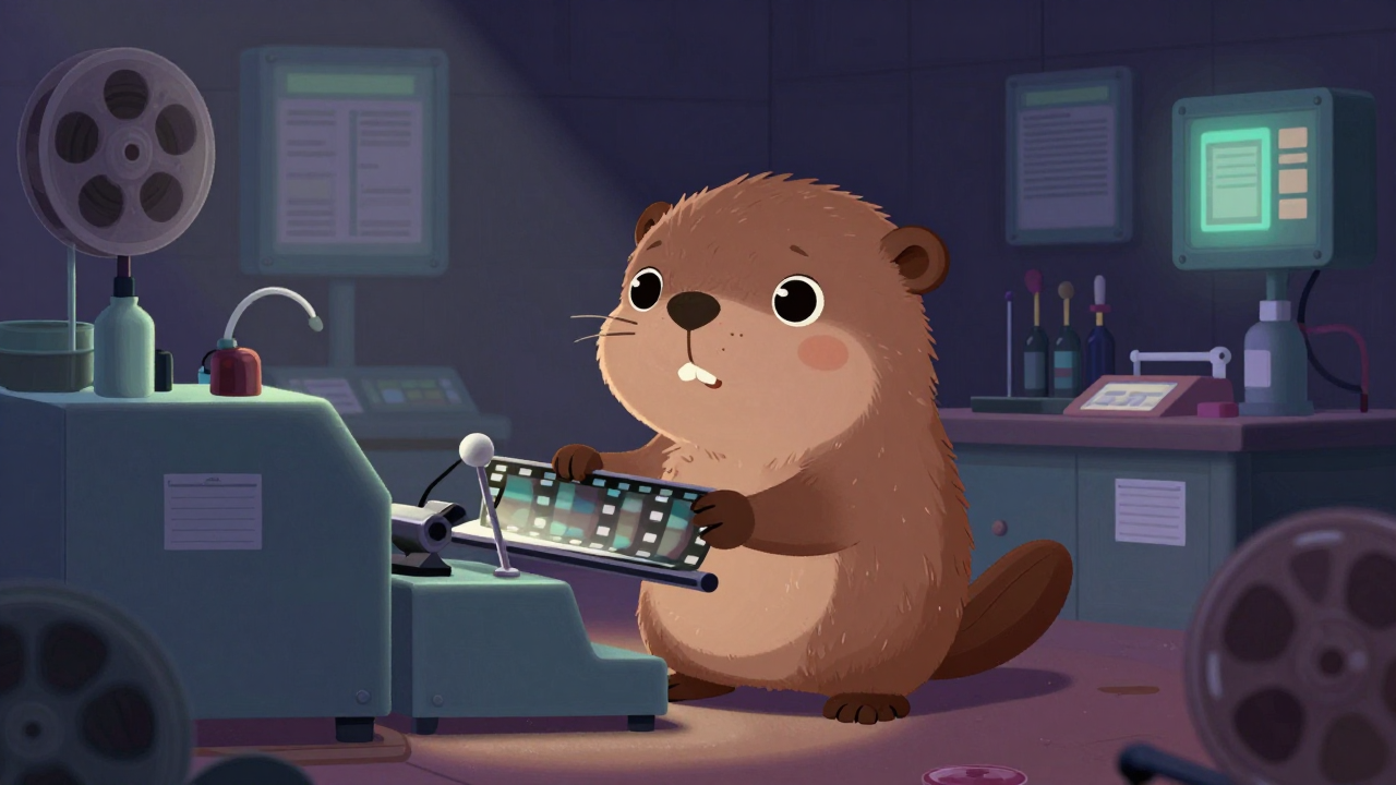 영화필름인화원 직업 종사자가 업무를 수행하는 모습