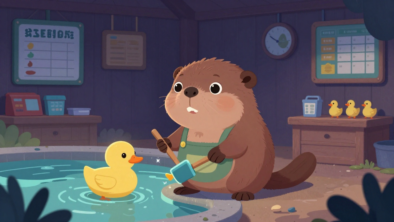 오리사육사 직업 종사자가 업무를 수행하는 모습