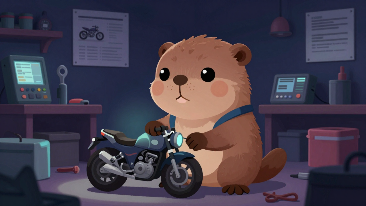 오토바이정비원 직업 종사자가 업무를 수행하는 모습