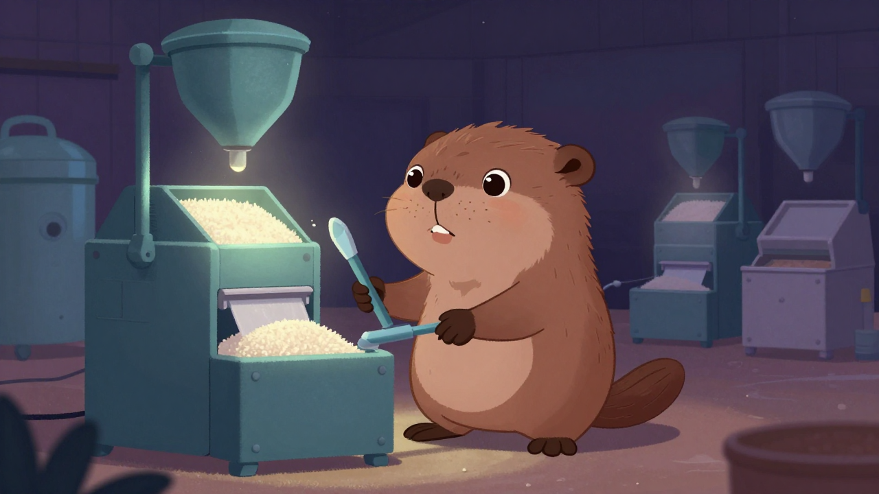 옥피사별기조작원 직업 종사자가 업무를 수행하는 모습